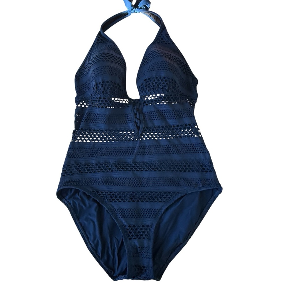 Navy Halter One-Piece Swimsuit